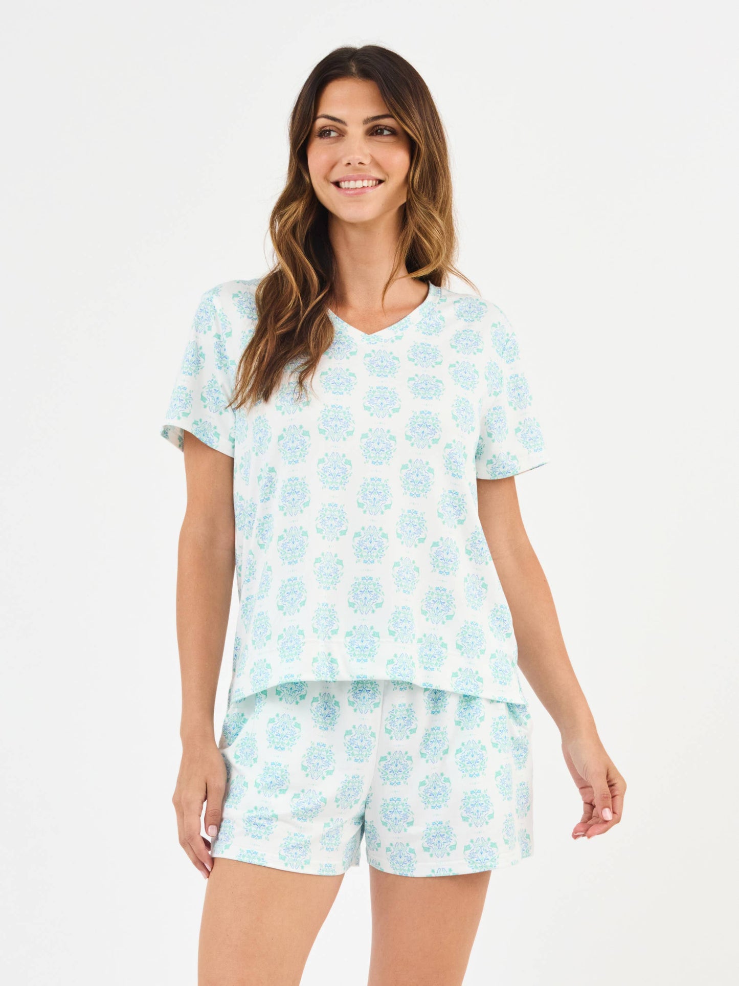 Women's Alli Pajama Shorts Set | Meadow Dreams Blue