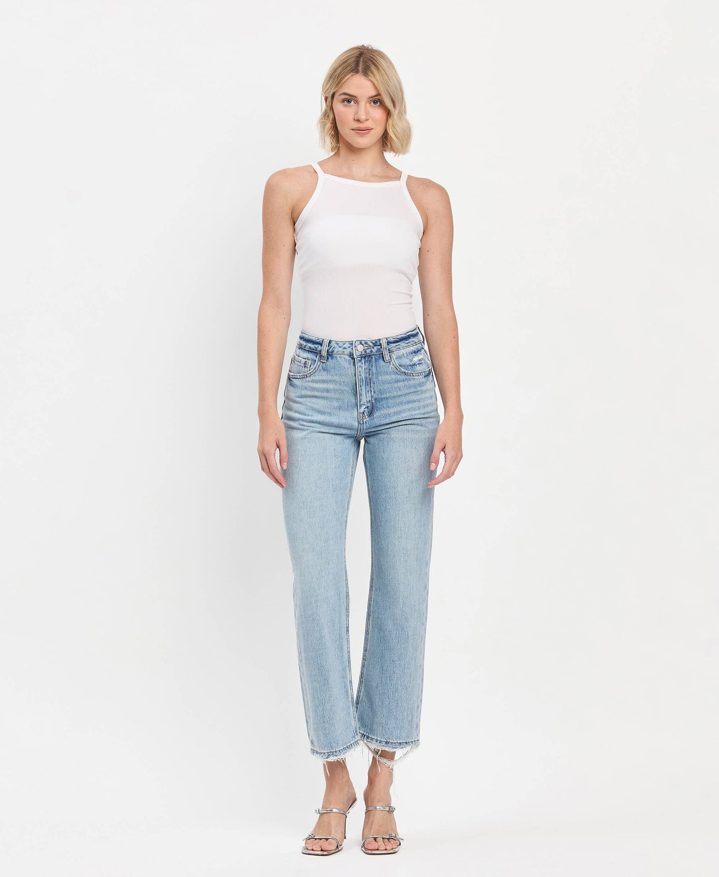 90'S SUPER HIGH RISE ANKLE SLIM WIDE JEANS