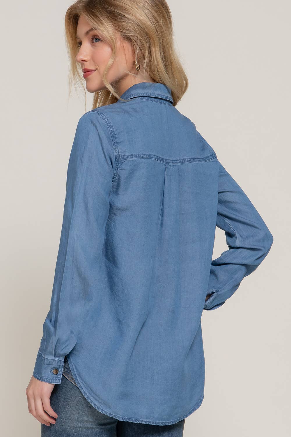 Long Sleeve Color Lyocell Shirt