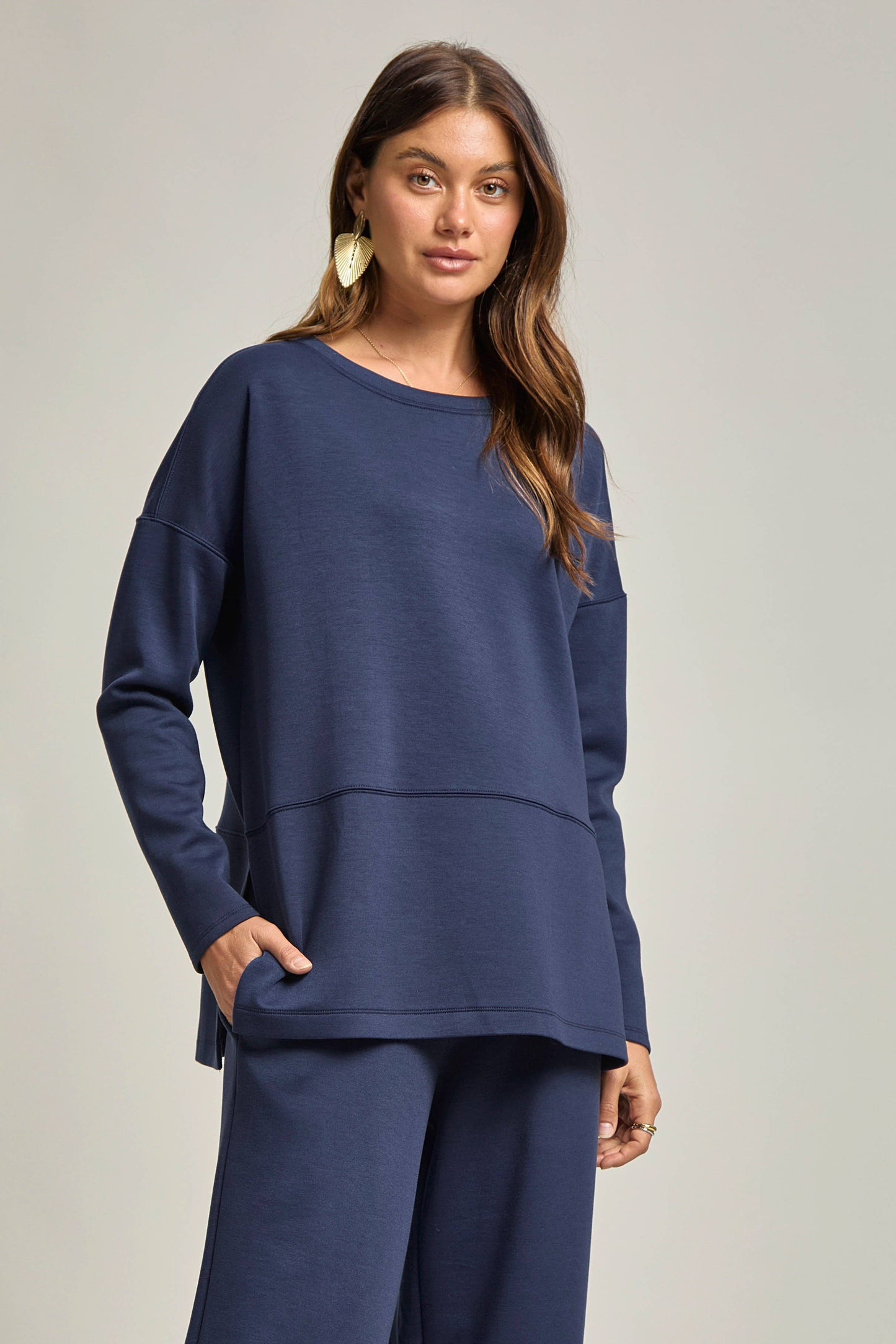 Tunic Top + Straight Pants Travel Modal Set