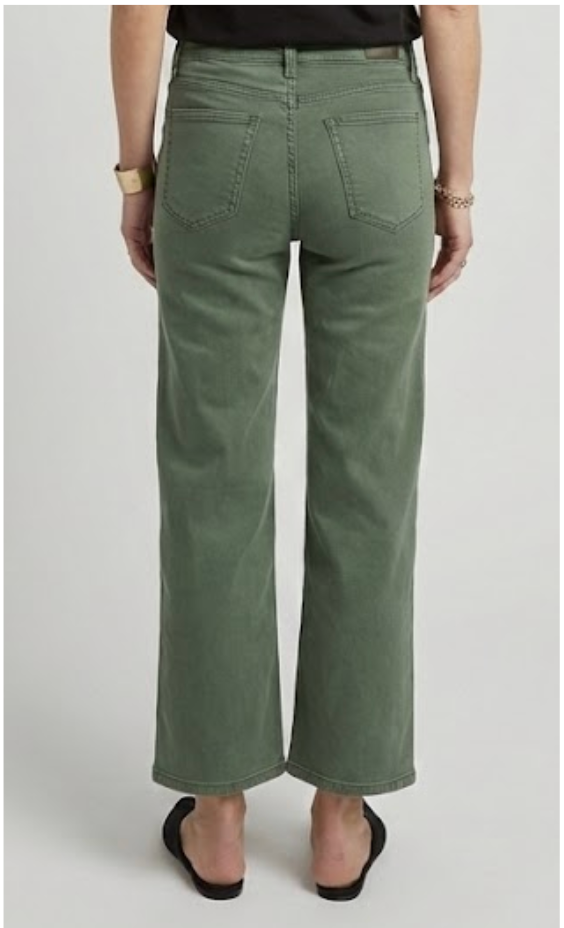 Aberdeen Ankle Crop High Rise Jean, Olive Green Twill