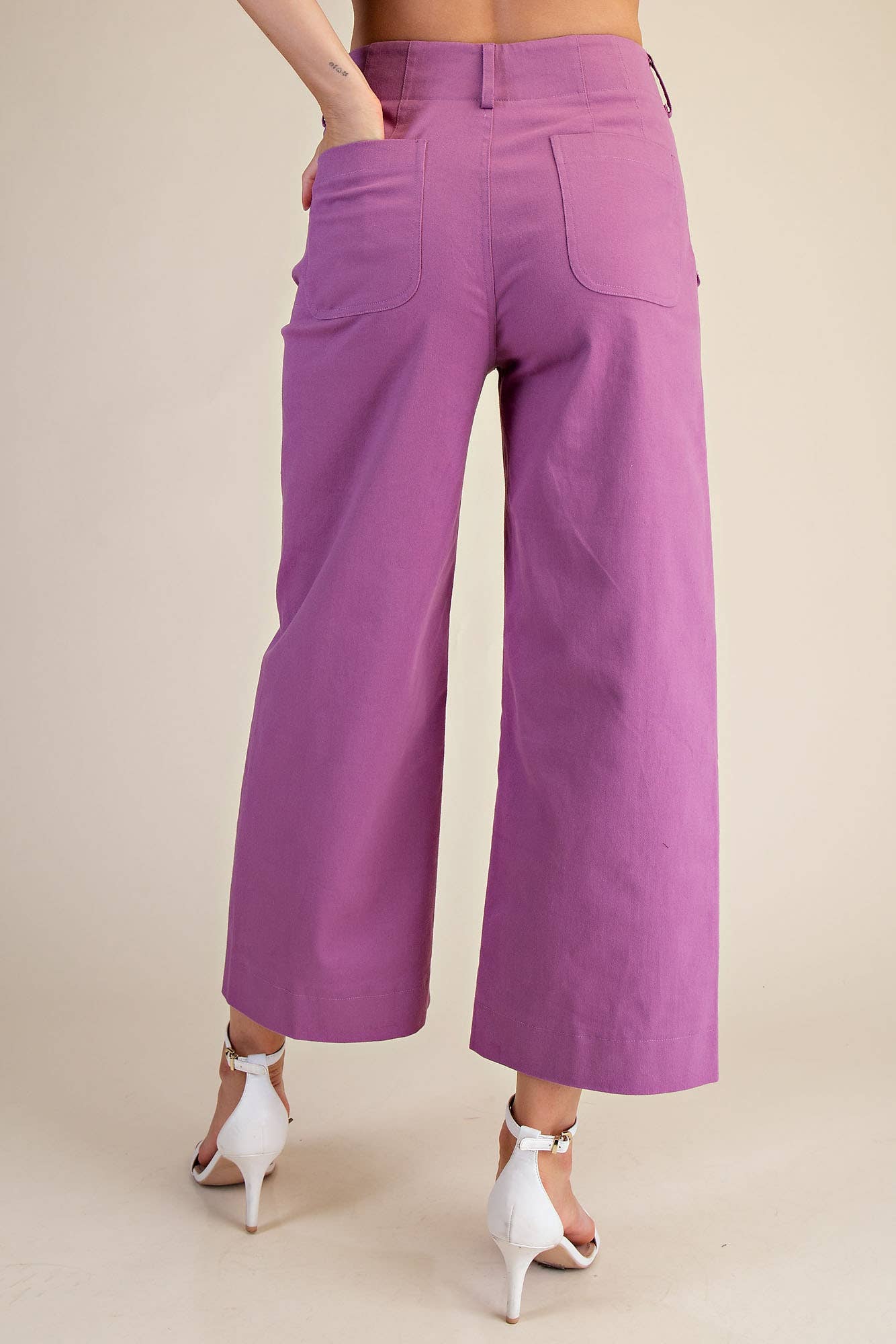 Colette Cropped Wide-Leg Scallop Pocket Detail Pants