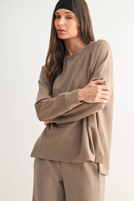 Luxe Sand Wash Rib Raglan Tee