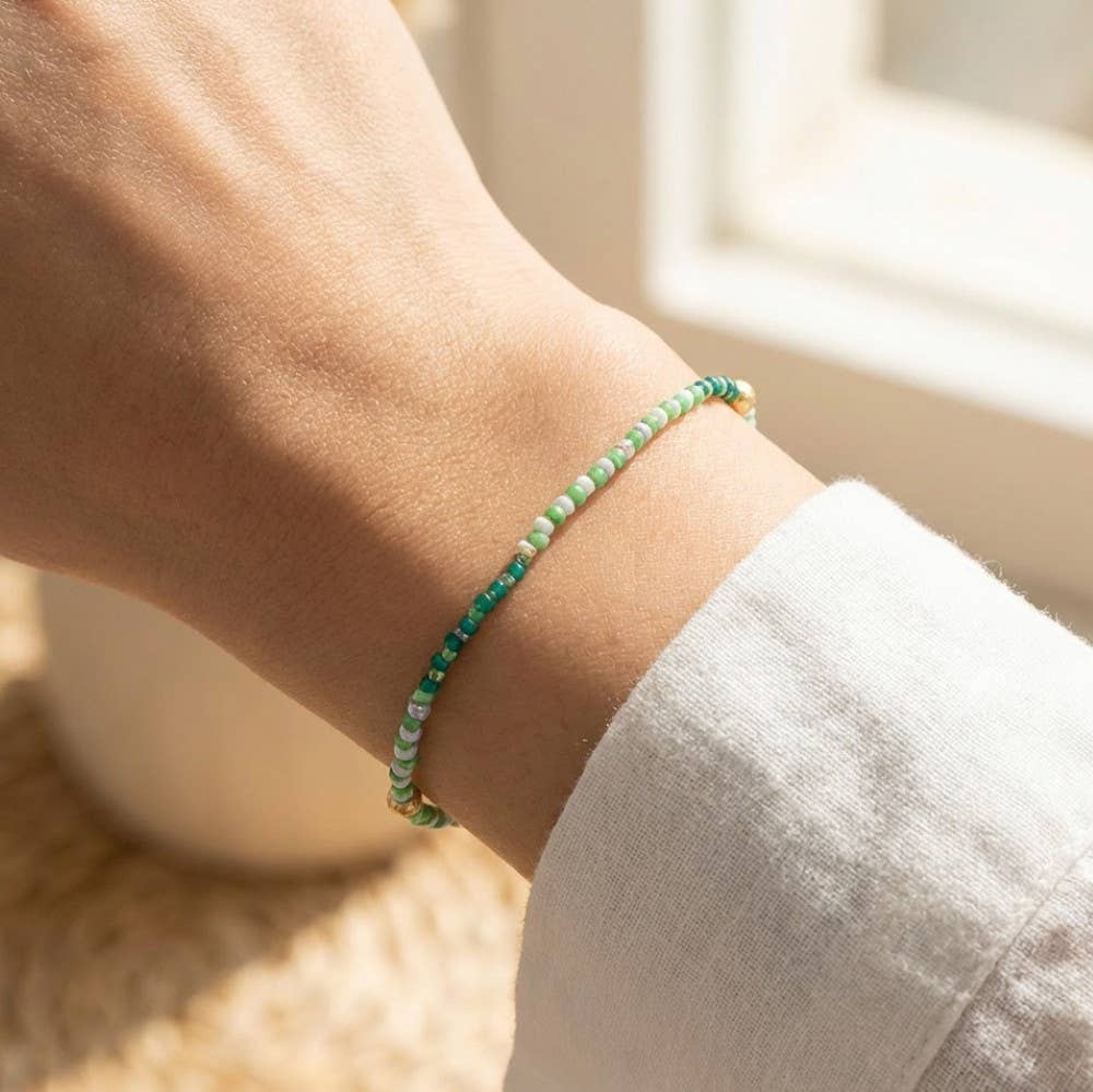 Green Tones Mini Beaded Bracelet