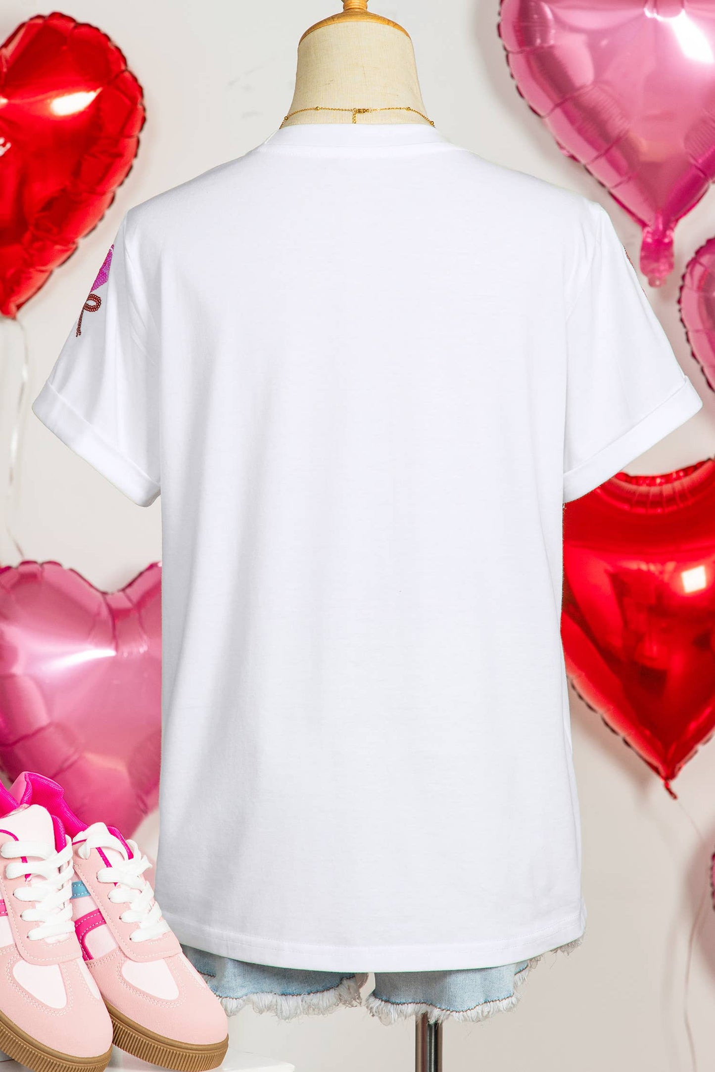 Valentines Sequin Bow Heart Tee