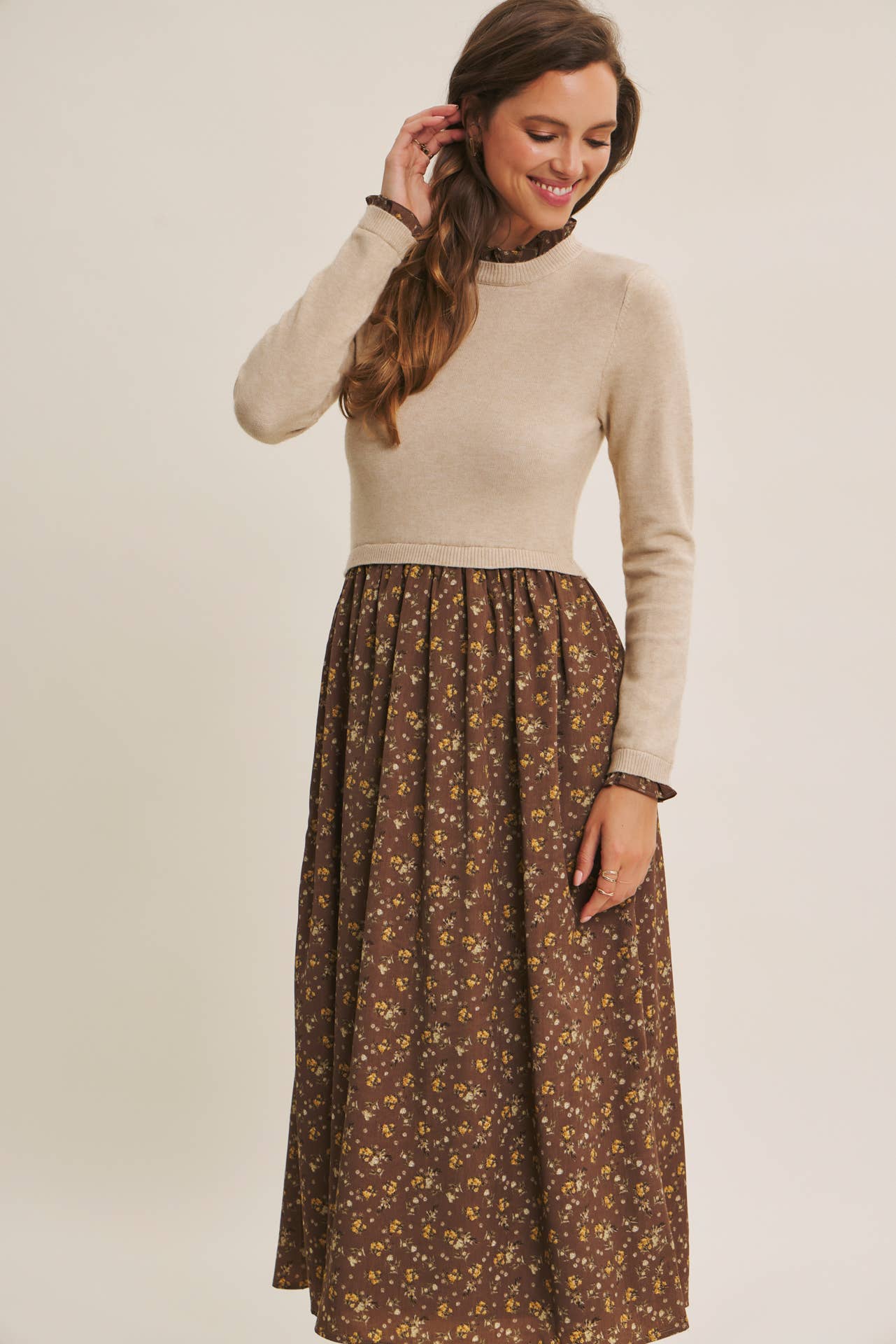 SWEET AND SOFT TO TOUCH RUFFLED TWOFER SWEATER DRESS