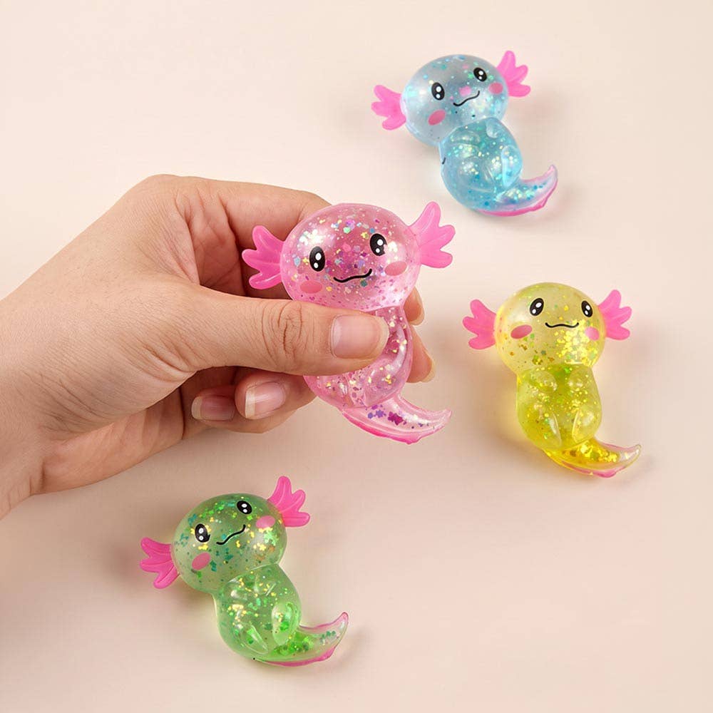 Glitter Axolotl Squeeze Squishy Stress Relief Toy