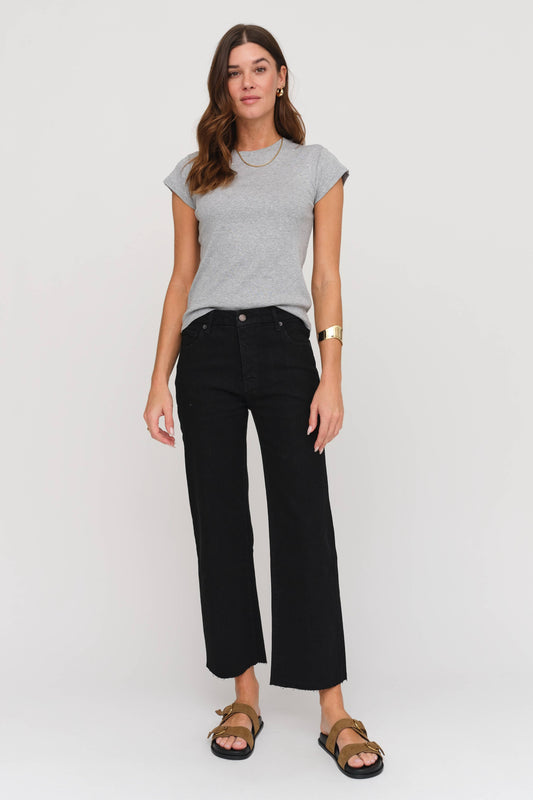 Aberdeen Ankle Crop High Rise Jean, Black