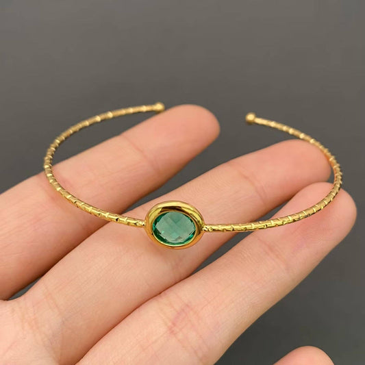 Multicolor Glass Crystal 18K Gold Plated S.Steel Cuff