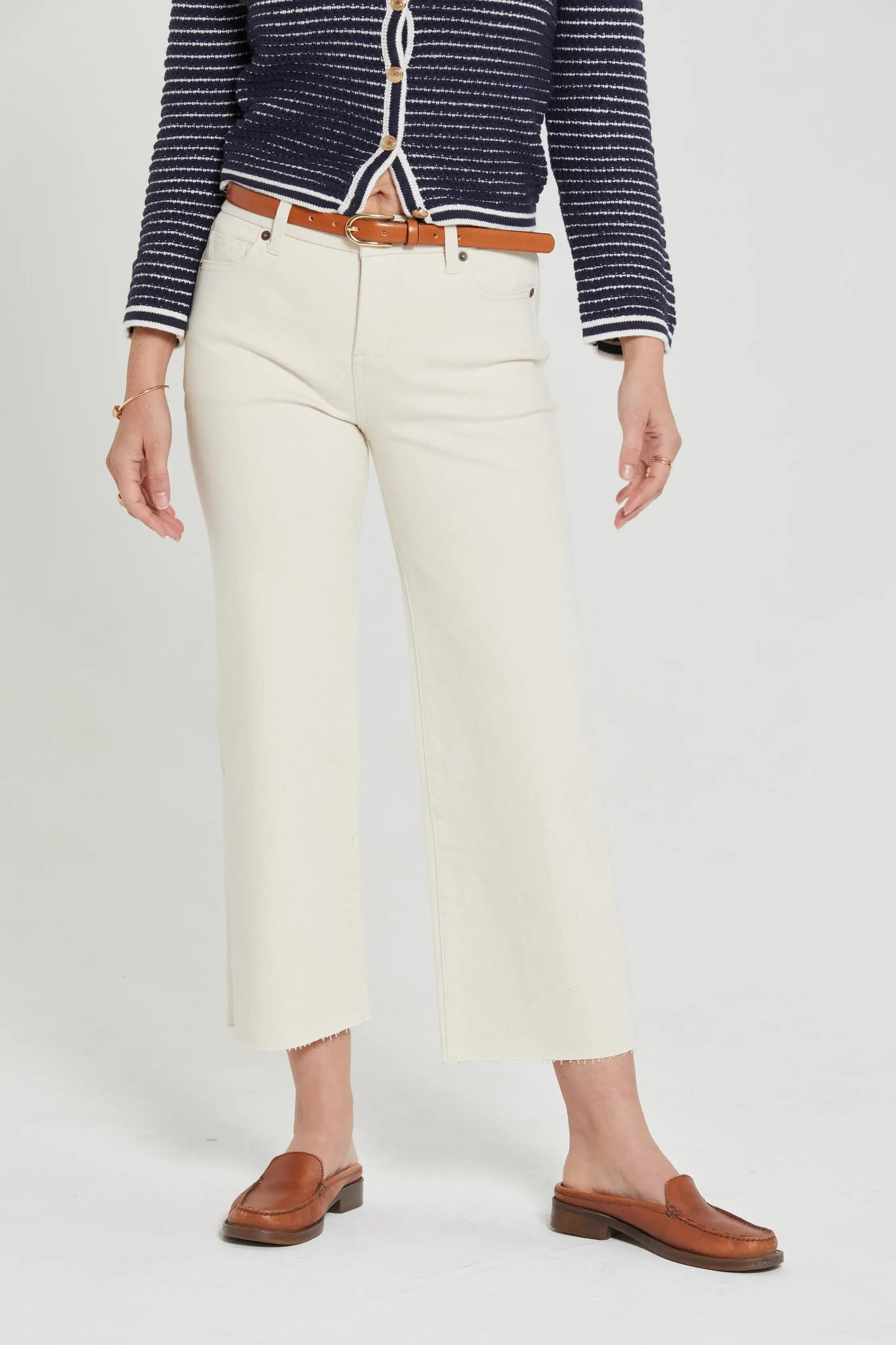 Aberdeen Ankle Crop High Rise Jean, Ecru