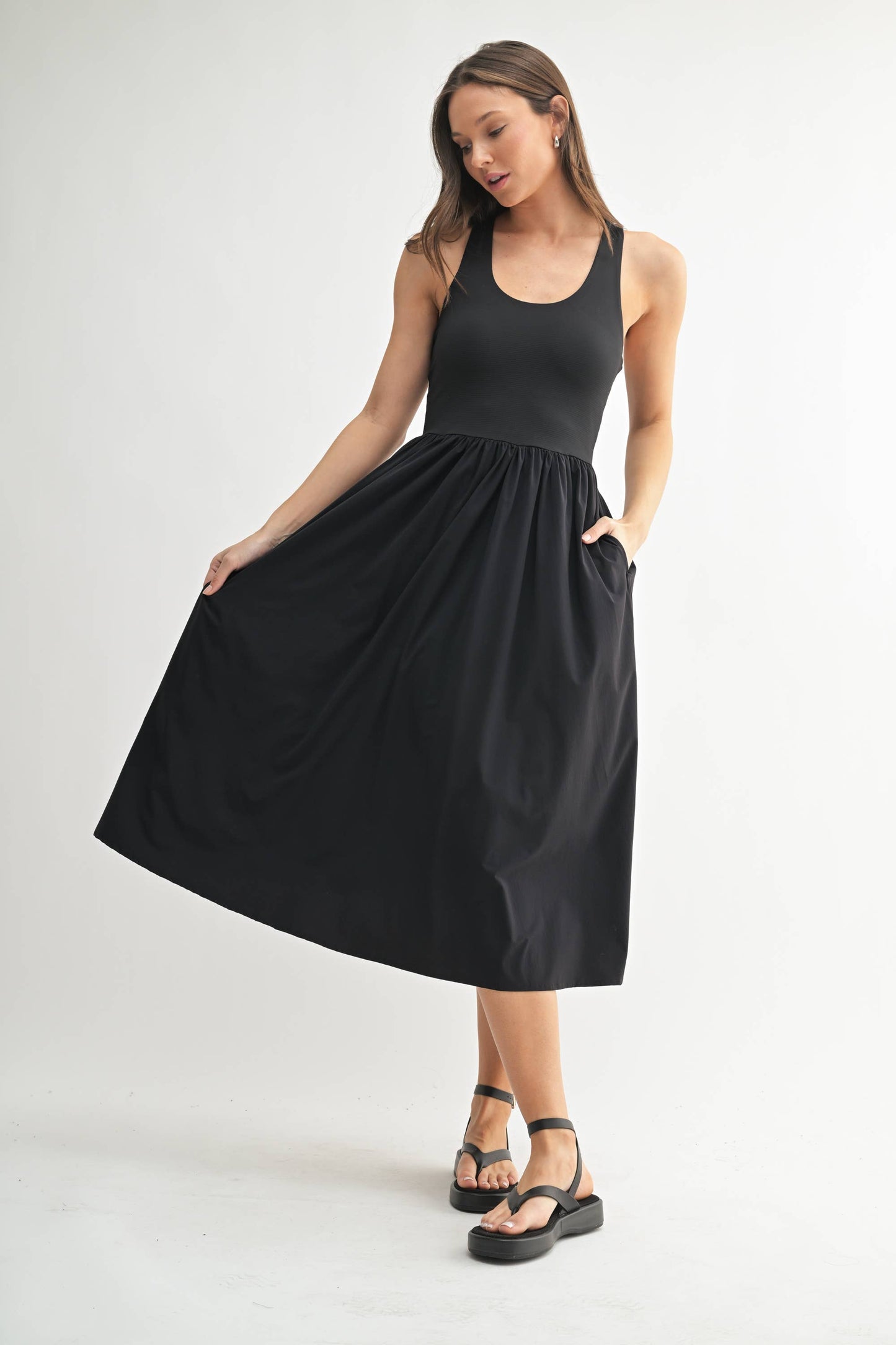 BreezeEase Rib Tank Midi Dress