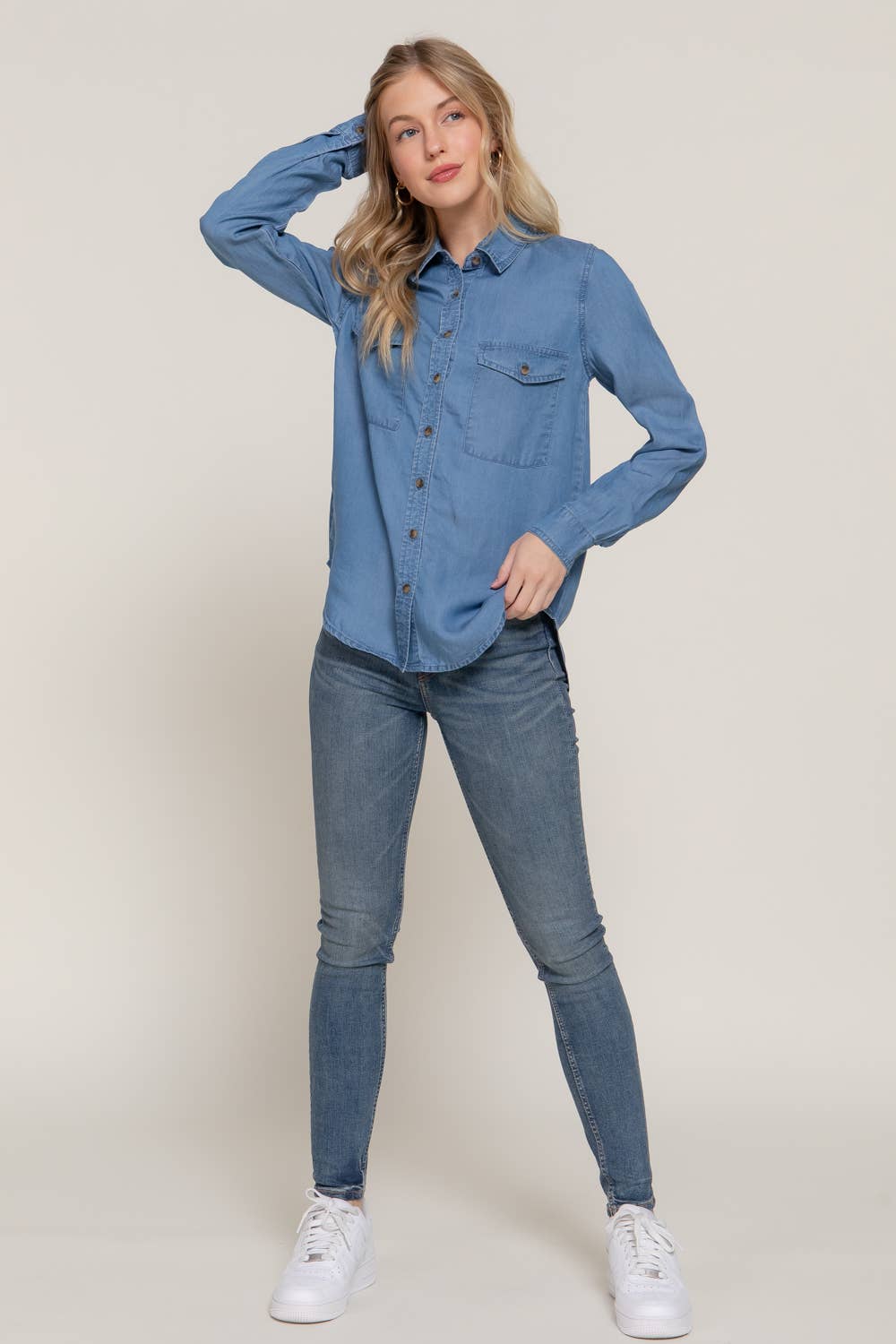 Long Sleeve Color Lyocell Shirt