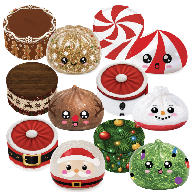 Fun Doh Christmas Dumpling Squishy Toy 12pc Holiday Display