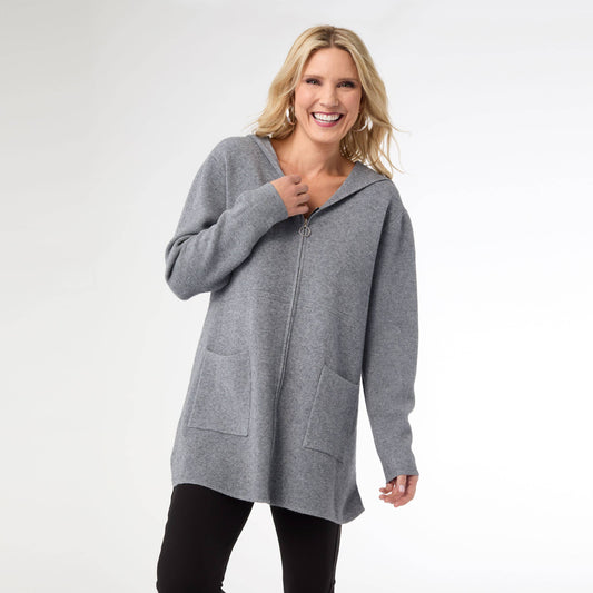 Heavenly-Luxe Zip Front Hooded Cardigan with Pockets
