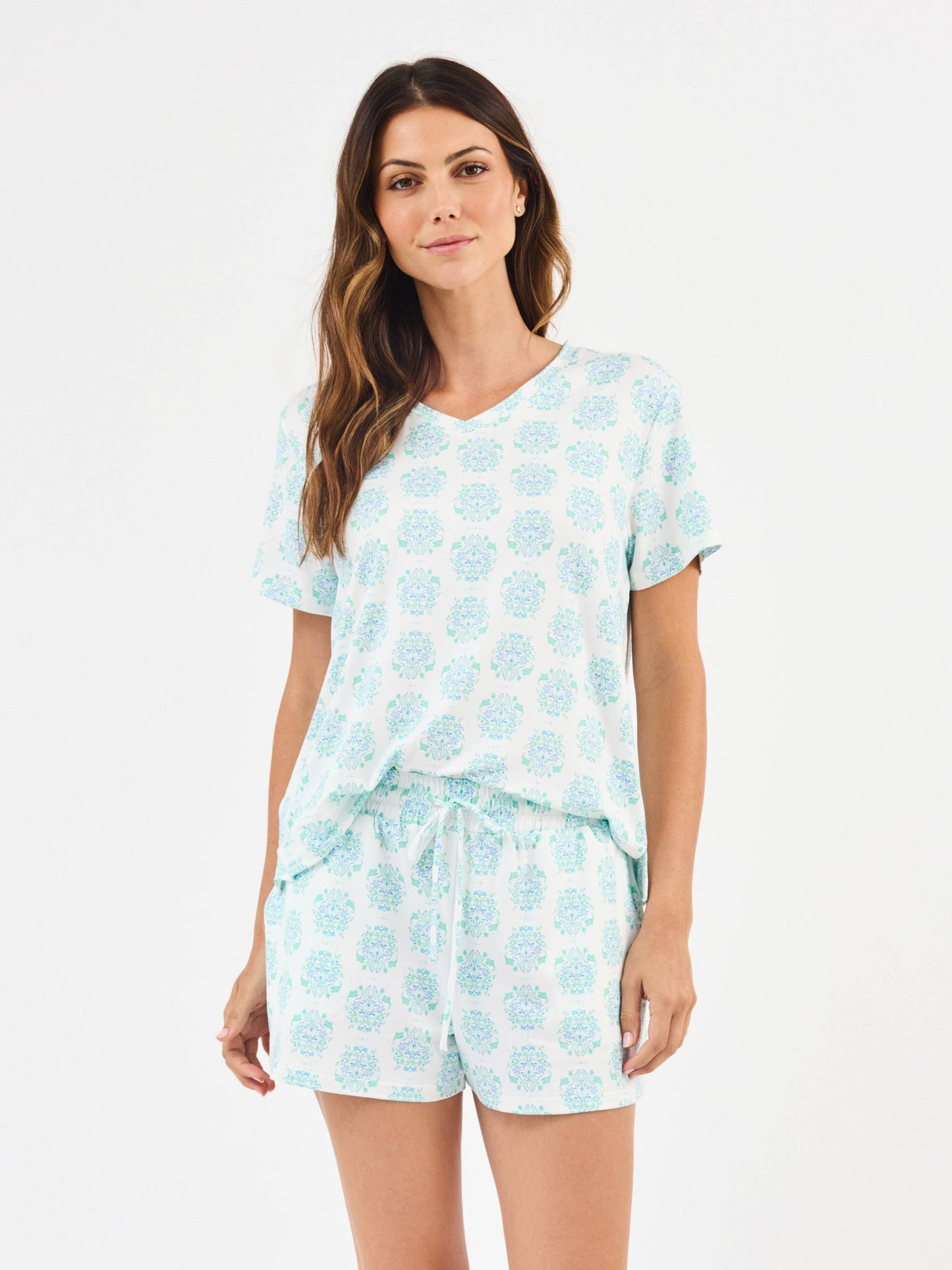 Women's Alli Pajama Shorts Set | Meadow Dreams Blue