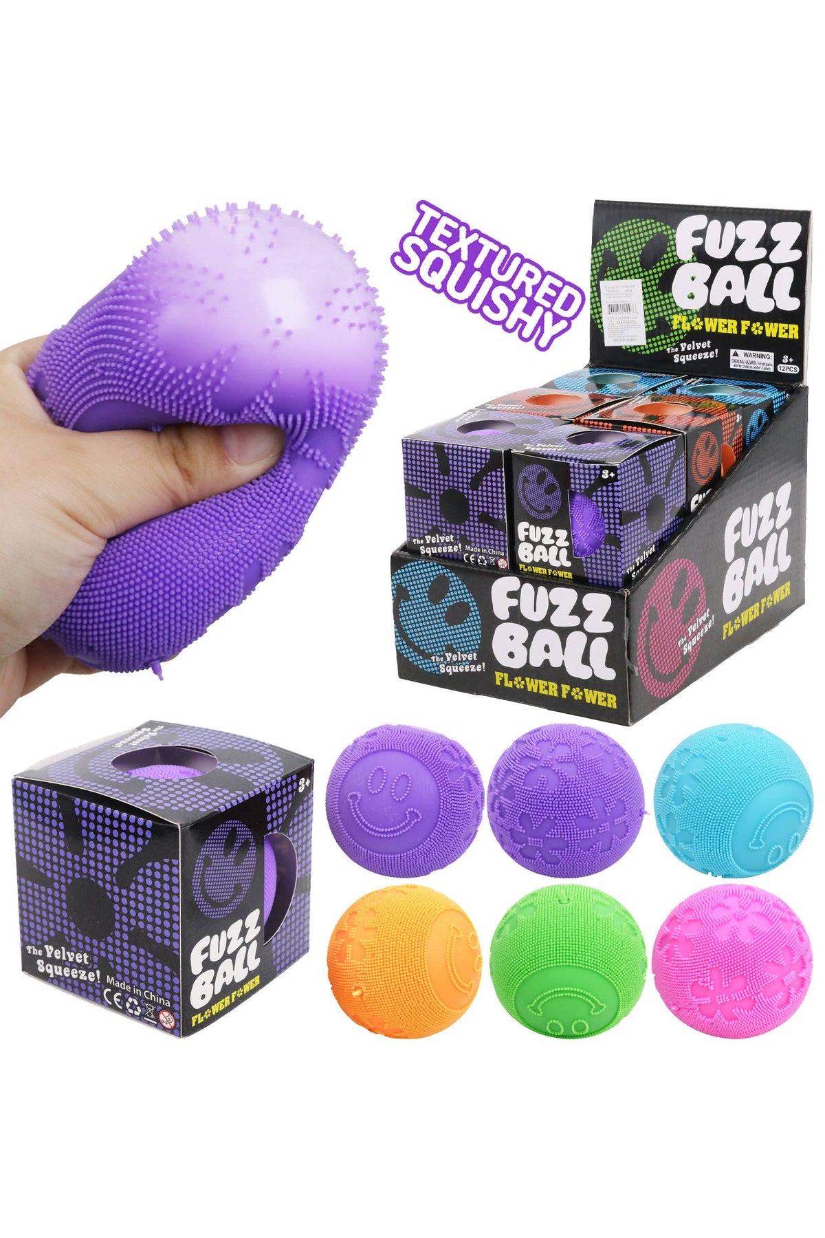 Spikey Textured Emoticon Ball Slime Filled Squishy Toy