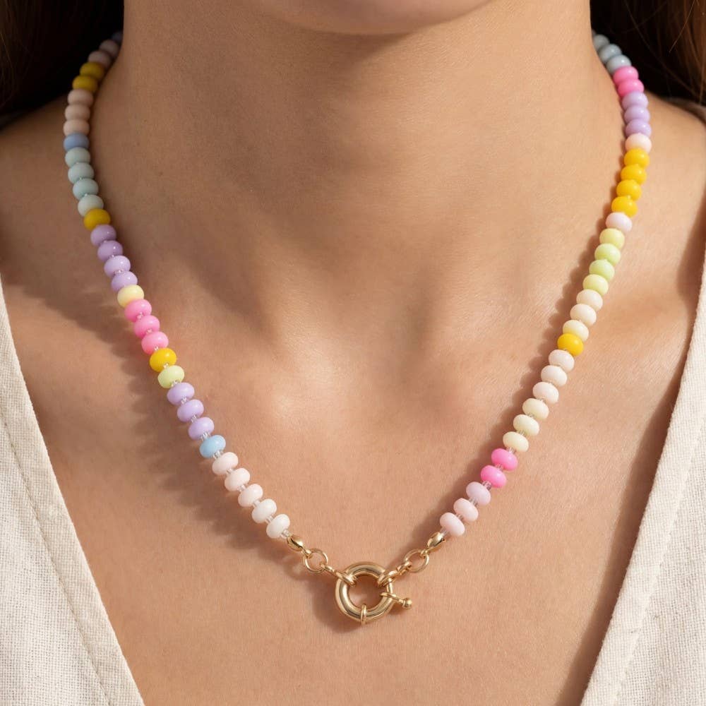 Acrylic Bead Ring Clasp Necklace