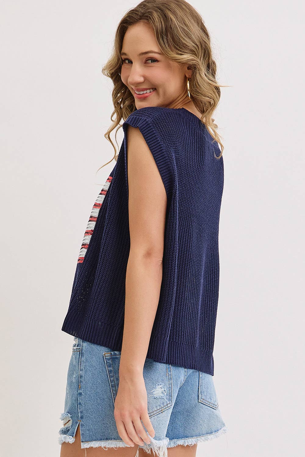Red White and Sparkles Sweater Top