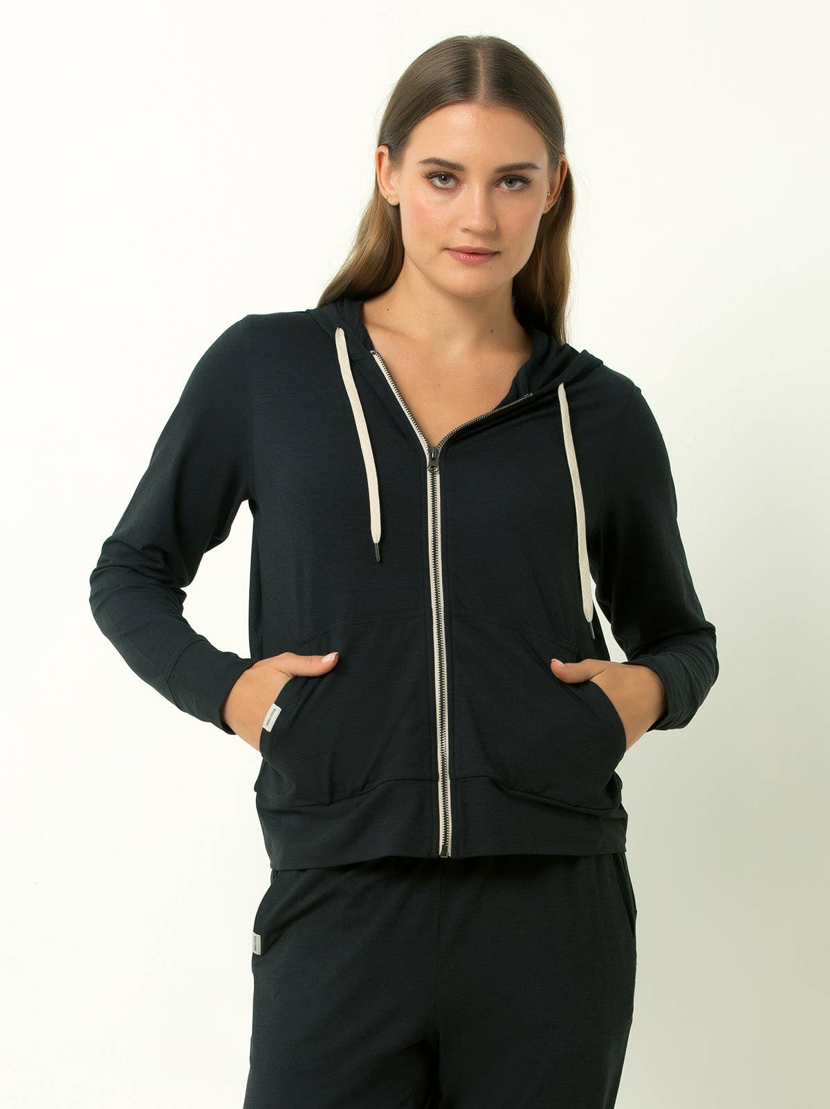 Everyday Essential Lightweight Full Zip Hoodie-Heather Black