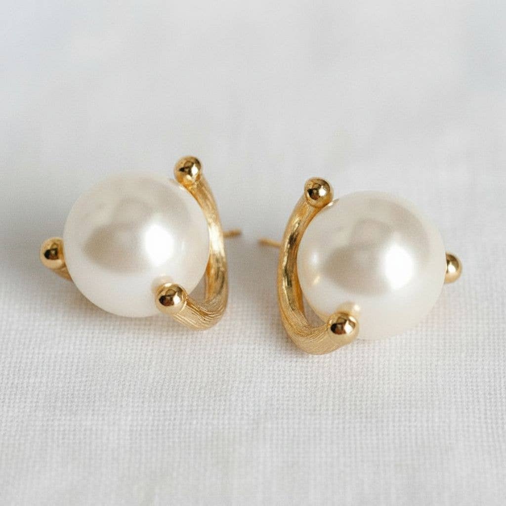 Mini Vintage Glass Pearl Stud Earrings