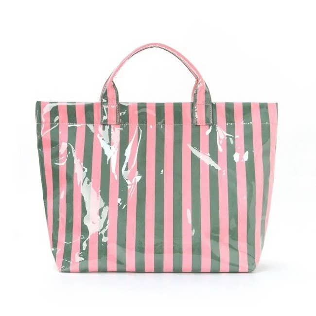 Striped Vinyl Tote Bags
