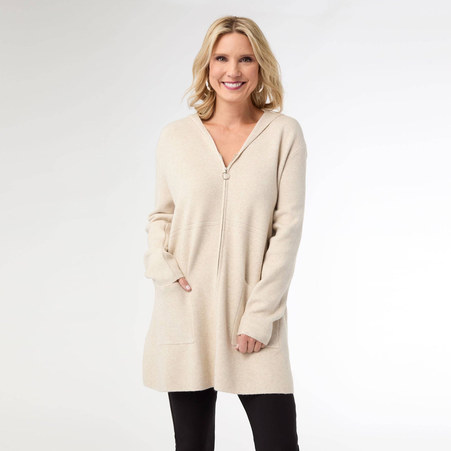 Heavenly-Luxe Zip Front Hooded Cardigan with Pockets