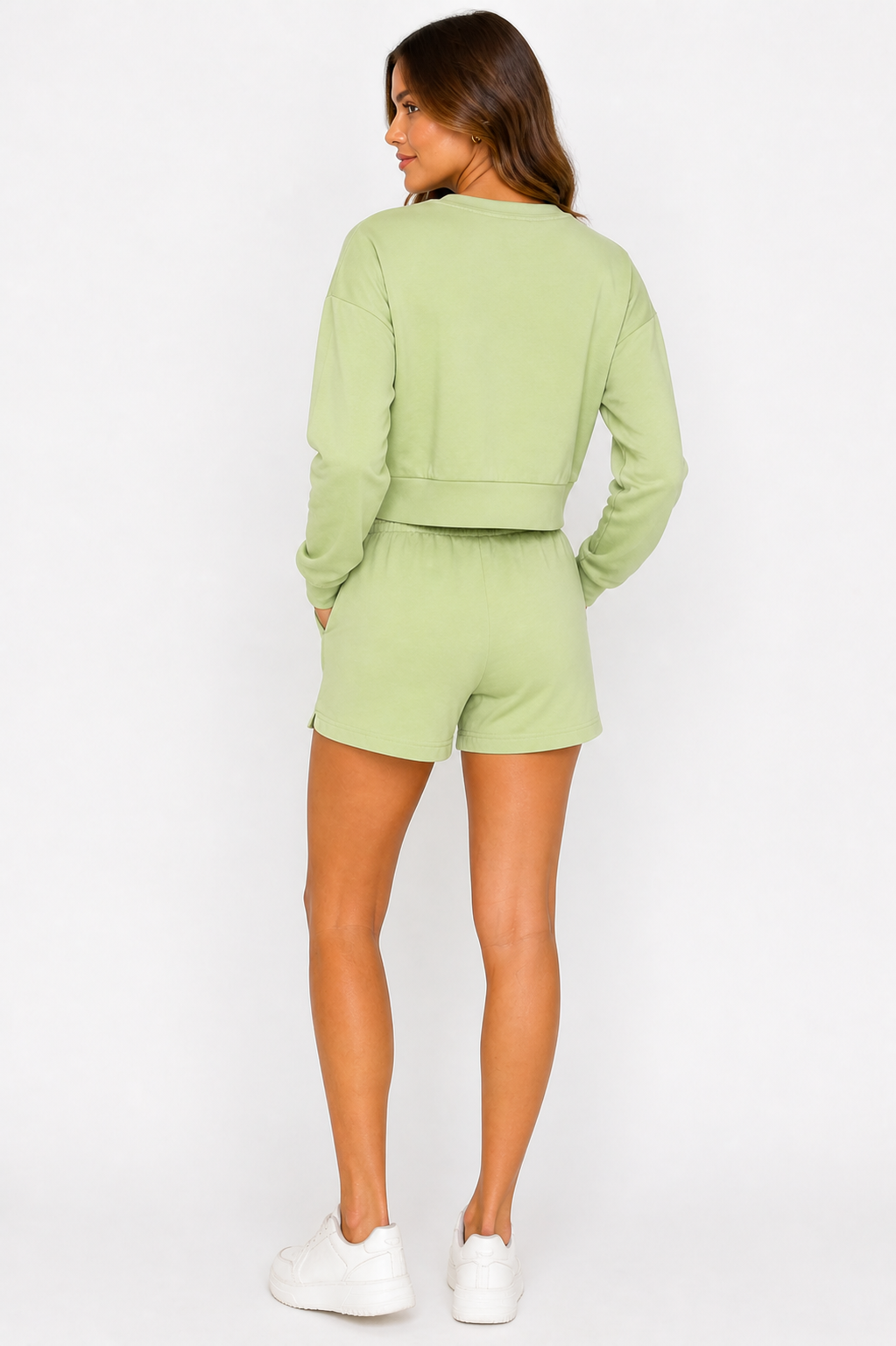 French terry sweatshirt w/ shorts loungewear activewear set