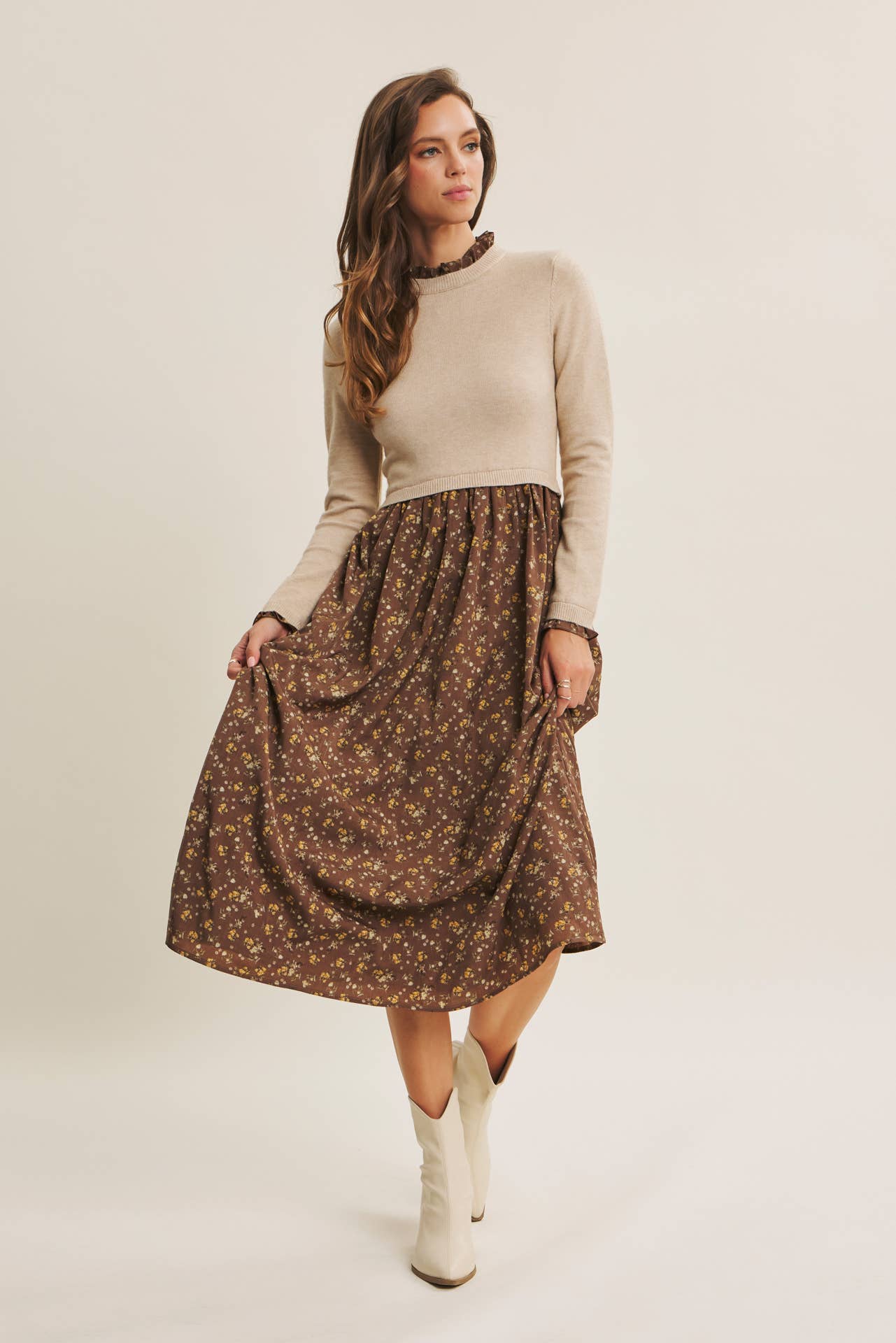 SWEET AND SOFT TO TOUCH RUFFLED TWOFER SWEATER DRESS