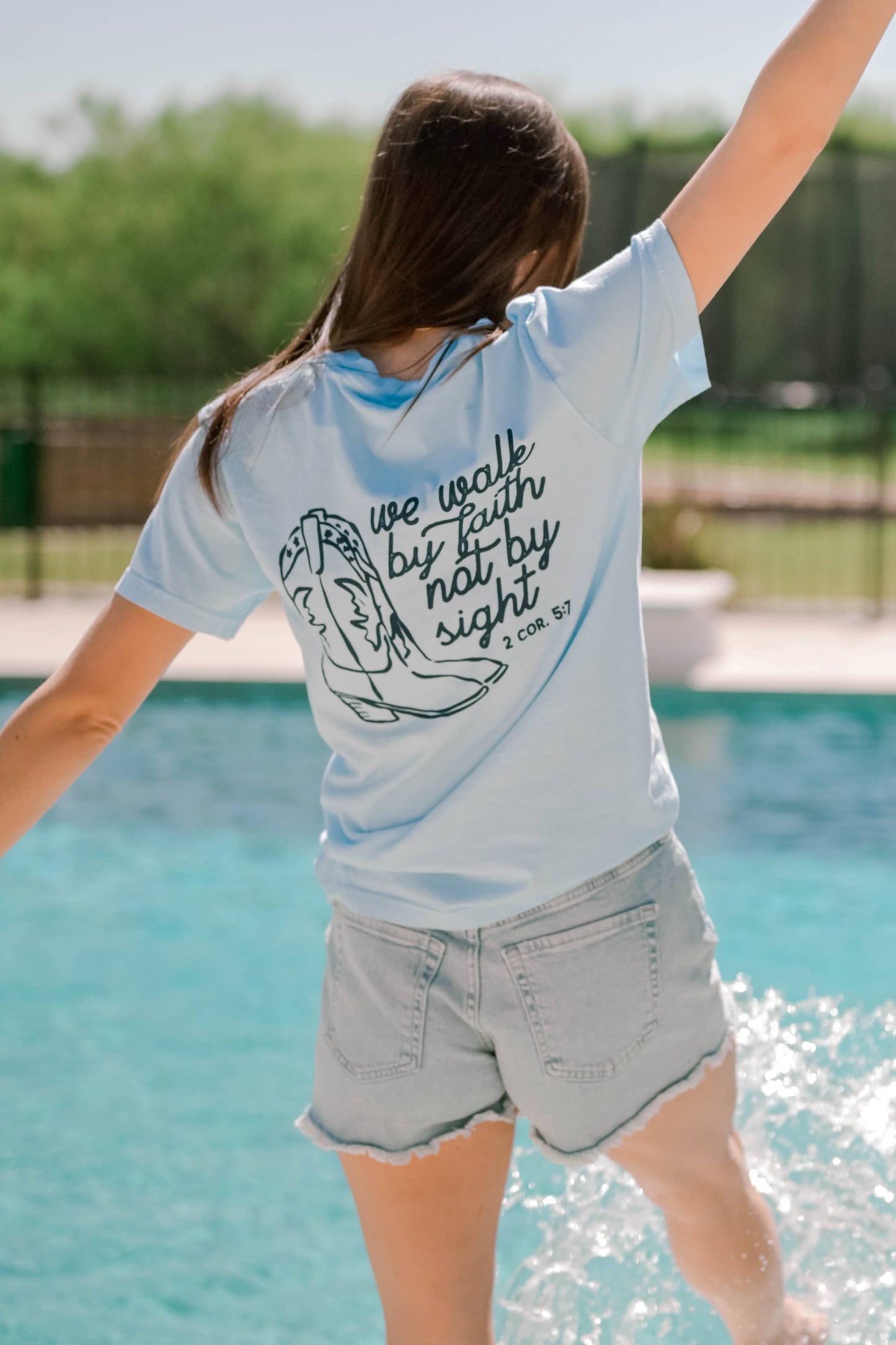 Walk By Faith Tee - Light Blue