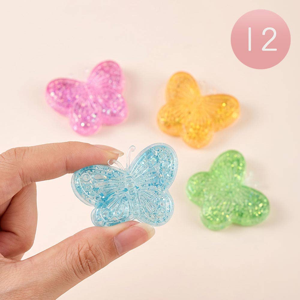 Glitter Butterfly Squishy Squeeze Sensory Stress Relief Fidget Toy