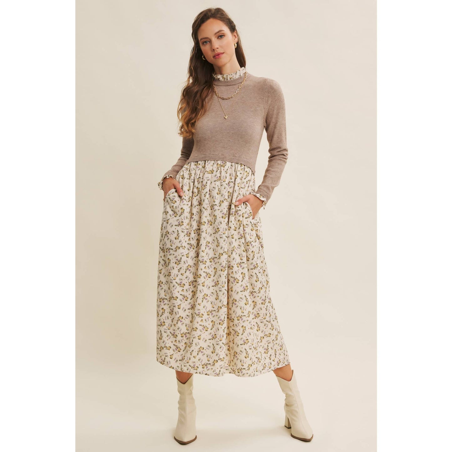 SWEET AND SOFT TO TOUCH RUFFLED TWOFER SWEATER DRESS