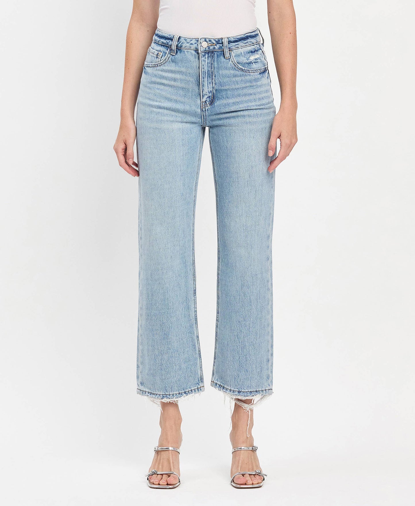 90'S SUPER HIGH RISE ANKLE SLIM WIDE JEANS