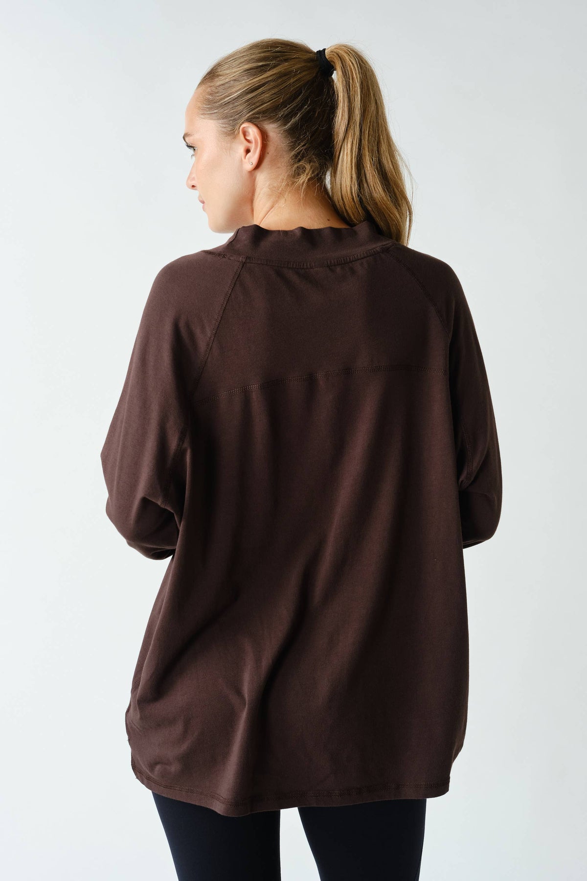Pima Cotton Mock-Neck Raglan Tunic