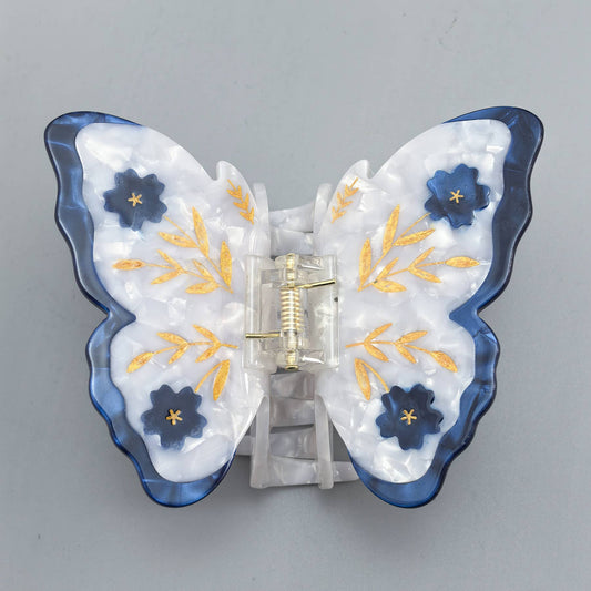 Chic Butterfly Hair Claw, Gold Leaf & Flower Accessory