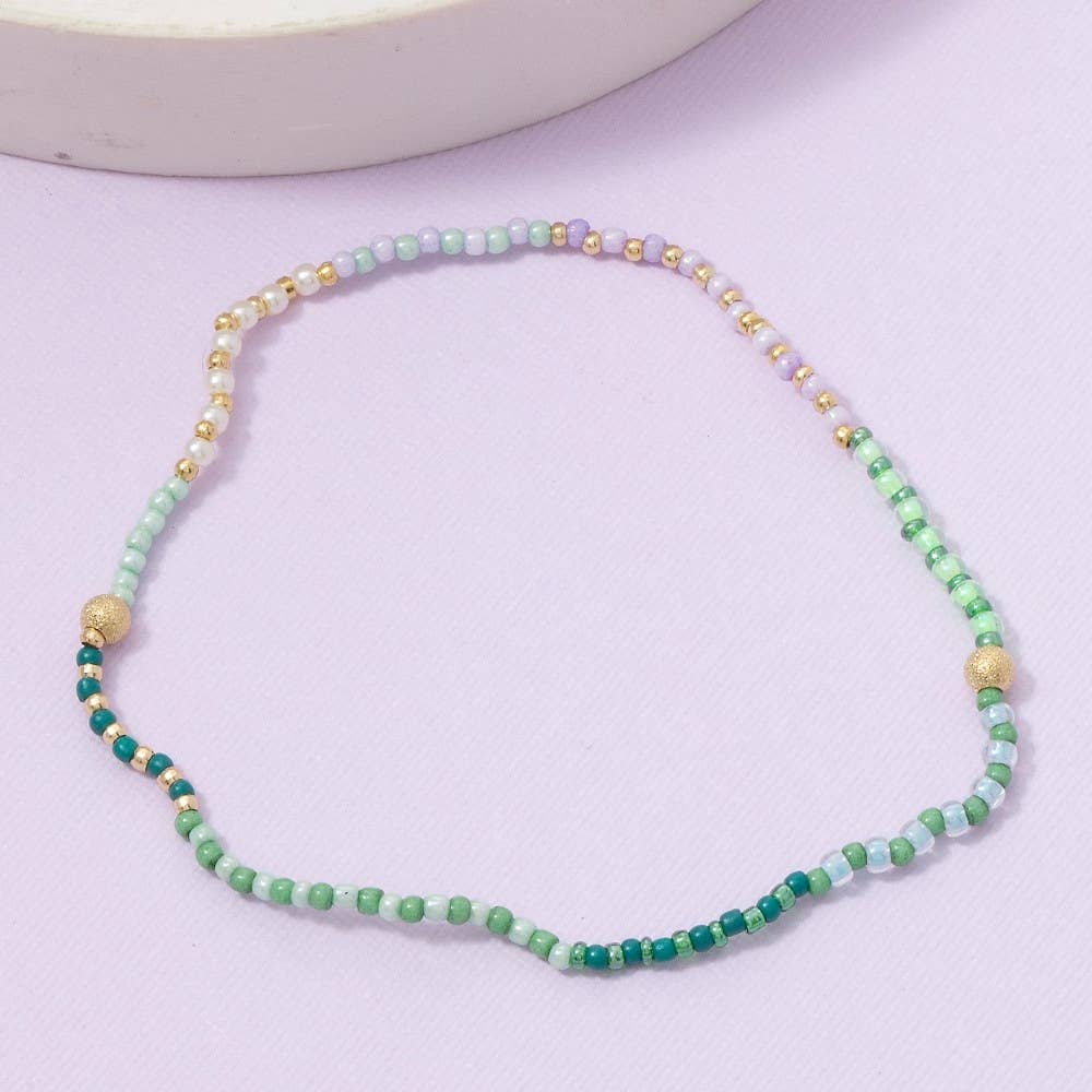Green Tones Mini Beaded Bracelet