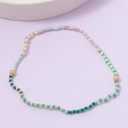 Green Tones Mini Beaded Bracelet