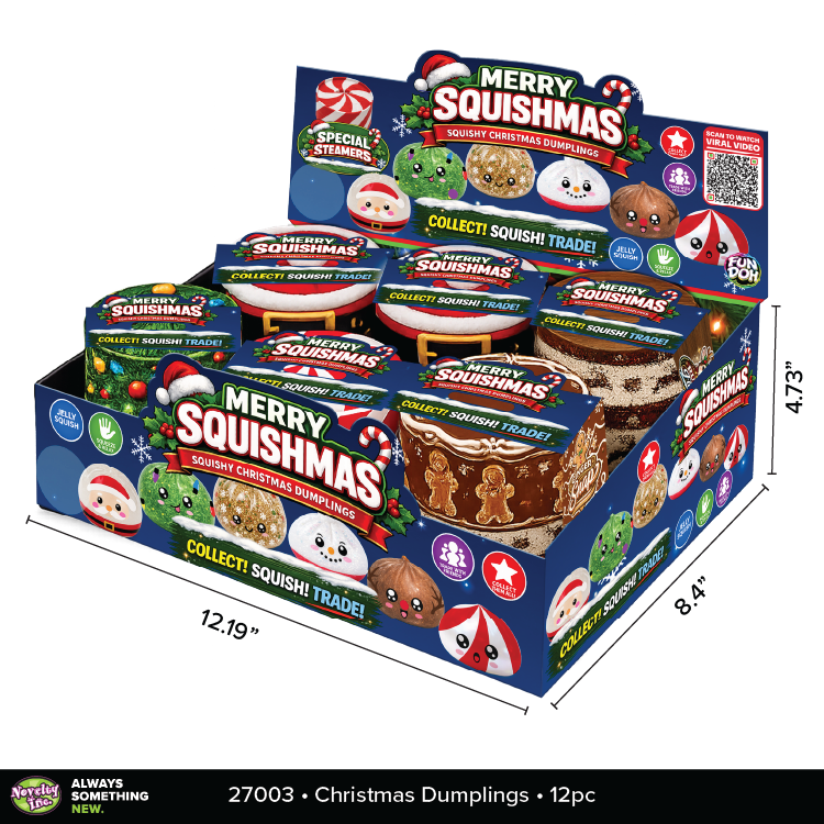 Fun Doh Christmas Dumpling Squishy Toy 12pc Holiday Display