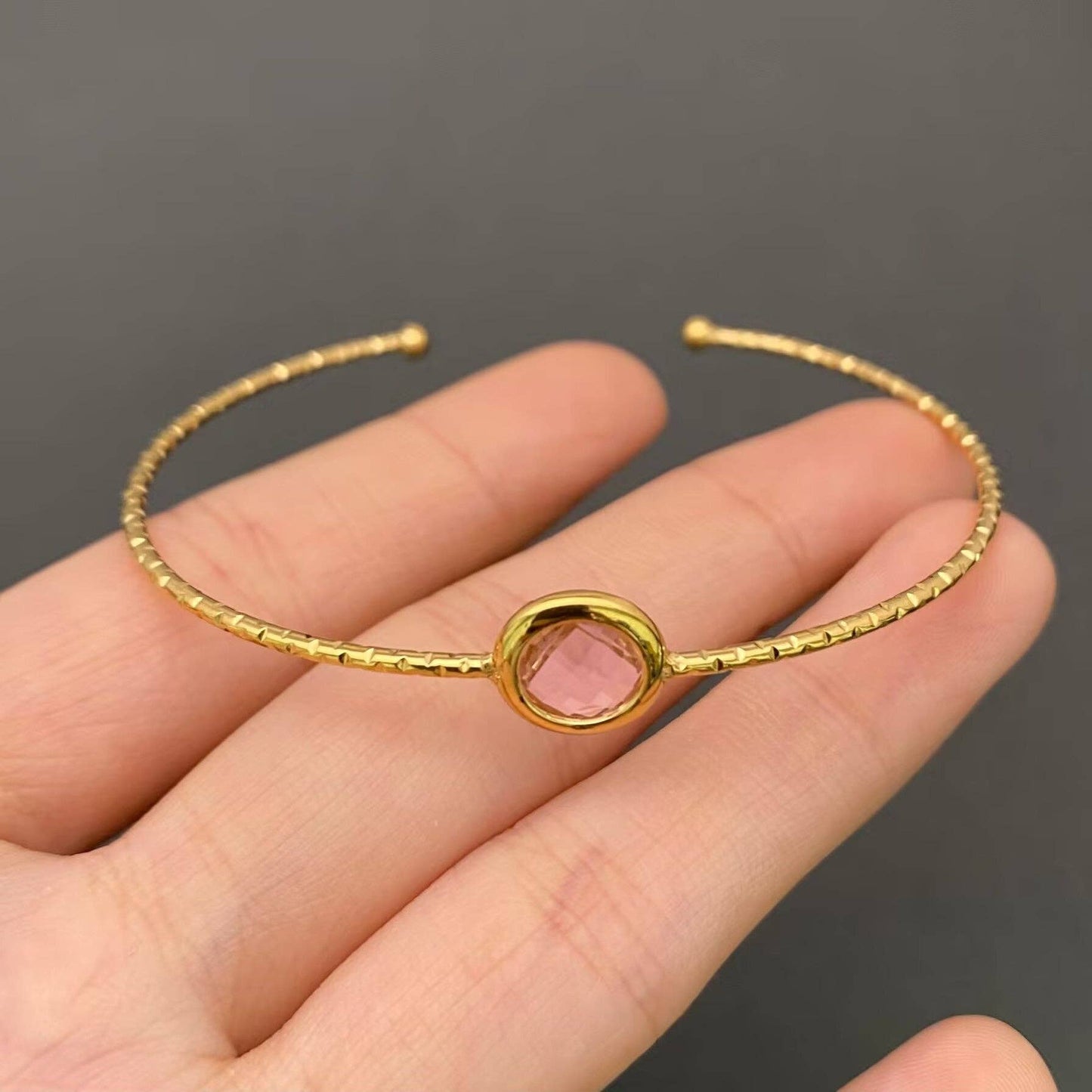Multicolor Glass Crystal 18K Gold Plated S.Steel Cuff